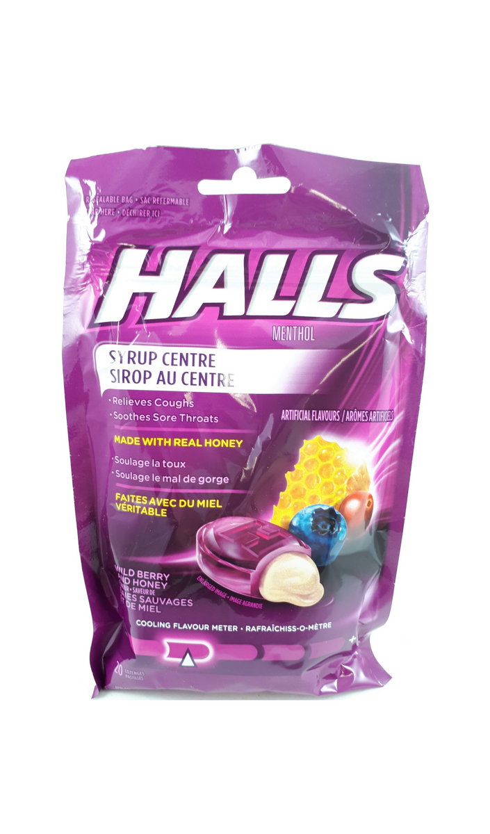 Halls Syrup Centre Menthol lozenges, Wild berry, 20 lozenges Green