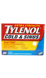 Tylenol Cold & Sinus Extra Strength, 20 Daytime Caplets - Green Valley Pharmacy Ottawa Canada