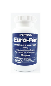 Euro-Fer 300mg, 30 Capsules - Green Valley Pharmacy Ottawa Canada