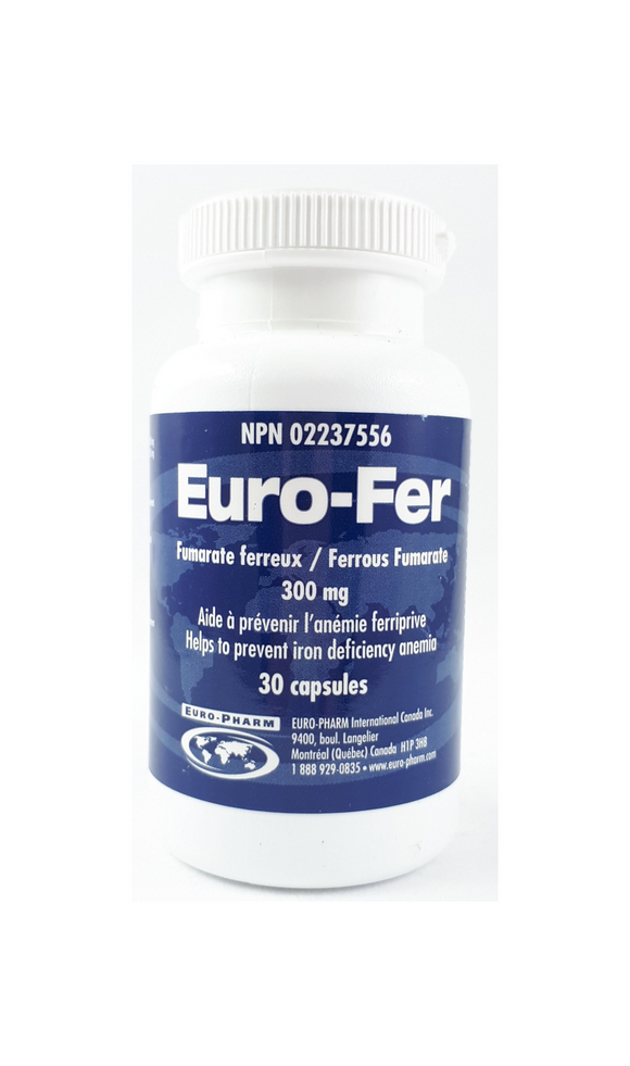 Euro-Fer 300mg, 30 Capsules - Green Valley Pharmacy Ottawa Canada