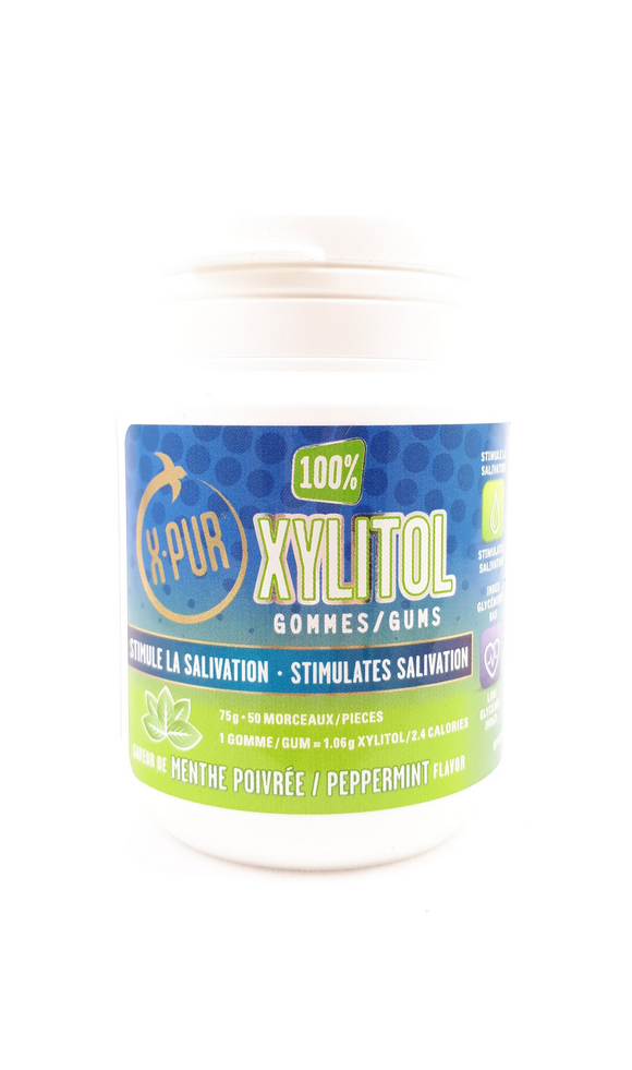 X-PUR Xylitol Gum, 50 Mint-Flavoured Pieces - Green Valley Pharmacy Ottawa Canada