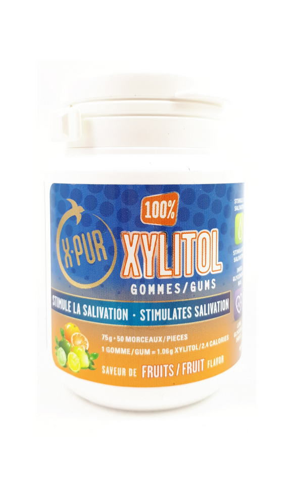 X-PUR Xylitol Gum, 50 Fruit-Flavoured Pieces - Green Valley Pharmacy Ottawa Canada