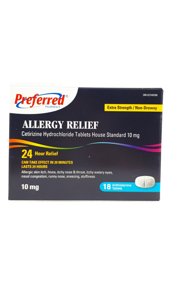 Preferred Allergy Relief XS 10mg, 18 tablets - Green Valley Pharmacy Ottawa Canada