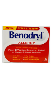 Benadryl X-Strength Allergy, 50mg, 12 caplets - Green Valley Pharmacy Ottawa Canada
