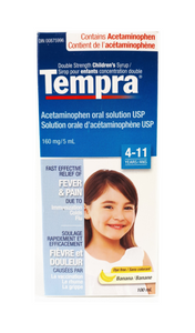 Tempra Childrens Acetaminophen Syrup 160mg/5mL, Banana flavor, 100 mL - Green Valley Pharmacy Ottawa Canada