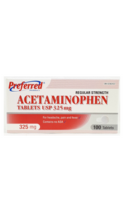 Acetaminophen 325mg, 100 tablets - Green Valley Pharmacy Ottawa Canada