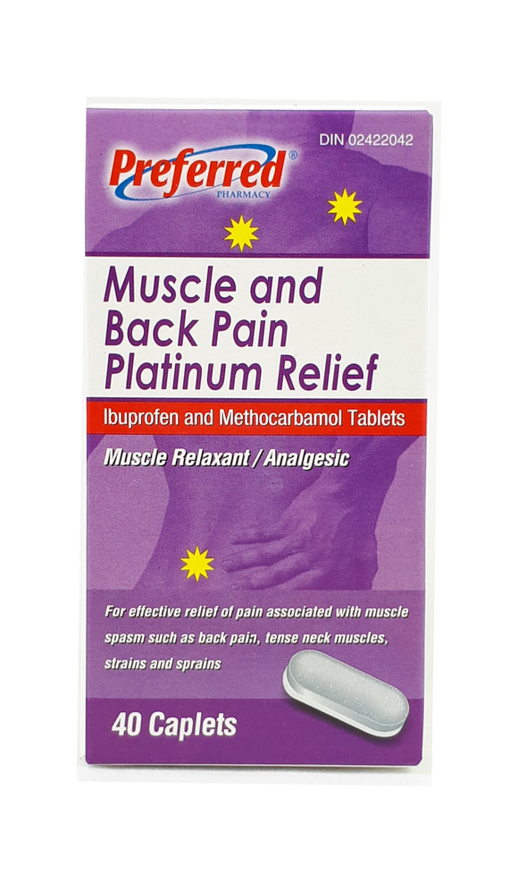 Muscle and Back Pain Platinum Relief, 40 caplets - Green Valley Pharmacy Ottawa Canada