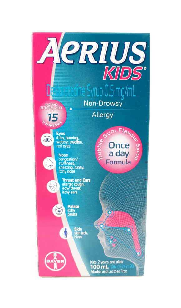 Aerius for Kids, Bubblegum Flavor, 100 mL - Green Valley Pharmacy Ottawa Canada
