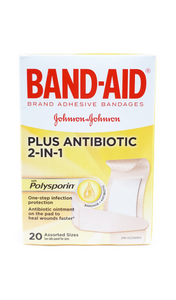 Band-Aid Plus Antibiotic 2-in-1, Assorted Sizes, 20 - Green Valley Pharmacy Ottawa Canada