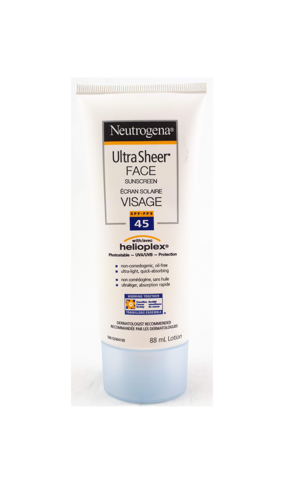 Neutrogena Ultra Sheer Face, 45 SPF, 88 mL - Green Valley Pharmacy Ottawa Canada