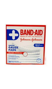 Band-Aid Medium Gauze Pads, 10 Pads - Green Valley Pharmacy Ottawa Canada