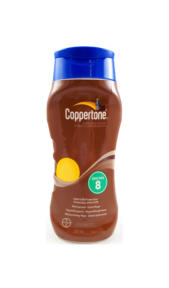 Coppertone Sunscreen Lotion, SPF 8, 237mL - Green Valley Pharmacy Ottawa Canada