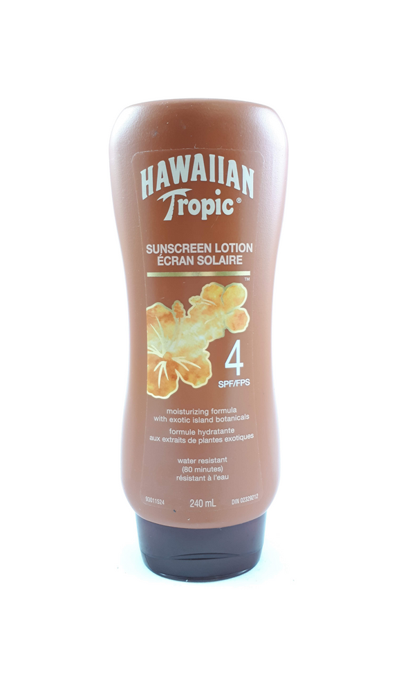 Hawaiian Tropic Sunscreen Lotion, SPF 4, 240 mL - Green Valley Pharmacy Ottawa Canada