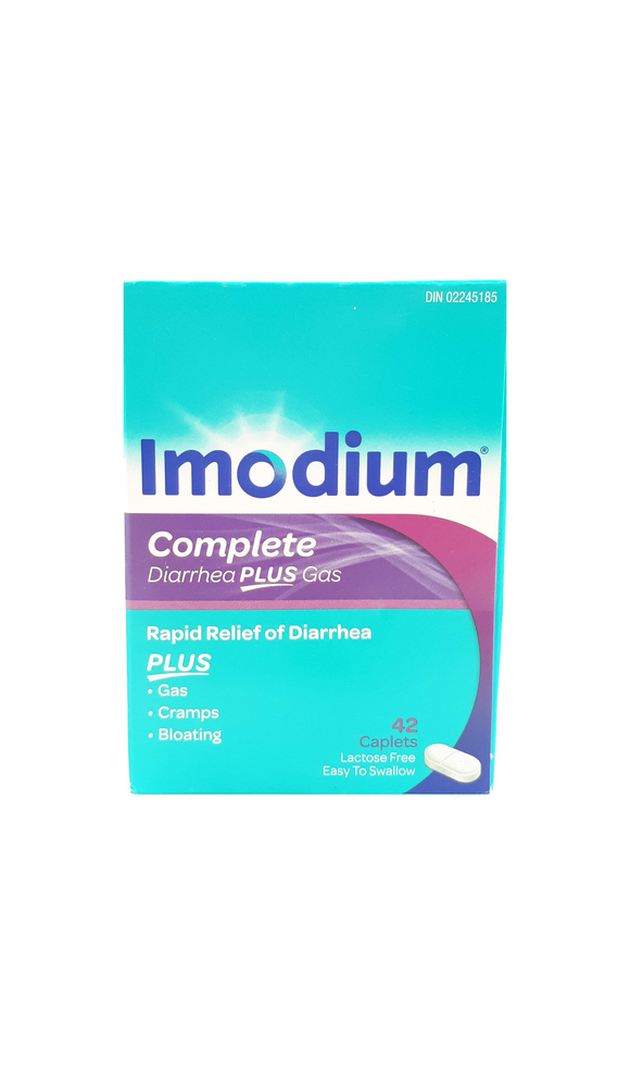 Imodium Complete, Diarrhea Plus Gas, 42 caplets - Green Valley Pharmacy Ottawa Canada