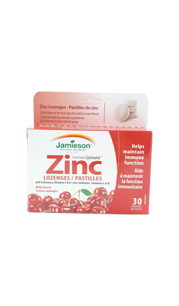 Jamieson Zinc Lozenges, Cherry Flavor, 30 lozenges - Green Valley Pharmacy Ottawa Canada