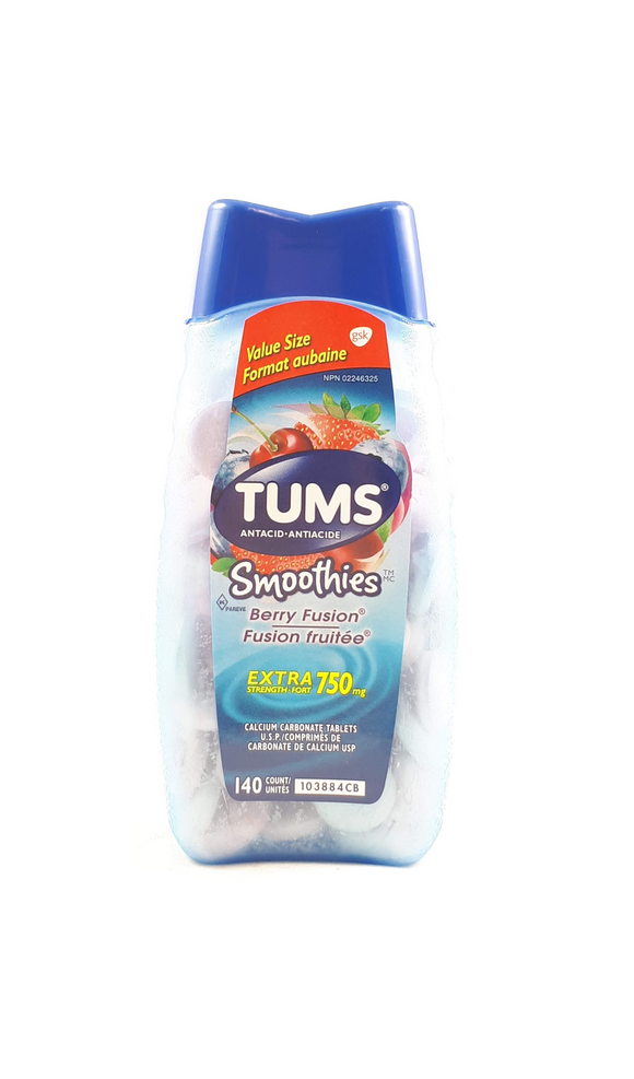 Tums Smoothies XS Berry Fusion, 140 tablets - Green Valley Pharmacy Ottawa Canada