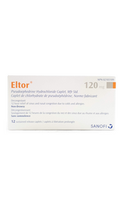 Eltor, Decongestant, 120mg, 12 caplets - Green Valley Pharmacy Ottawa Canada