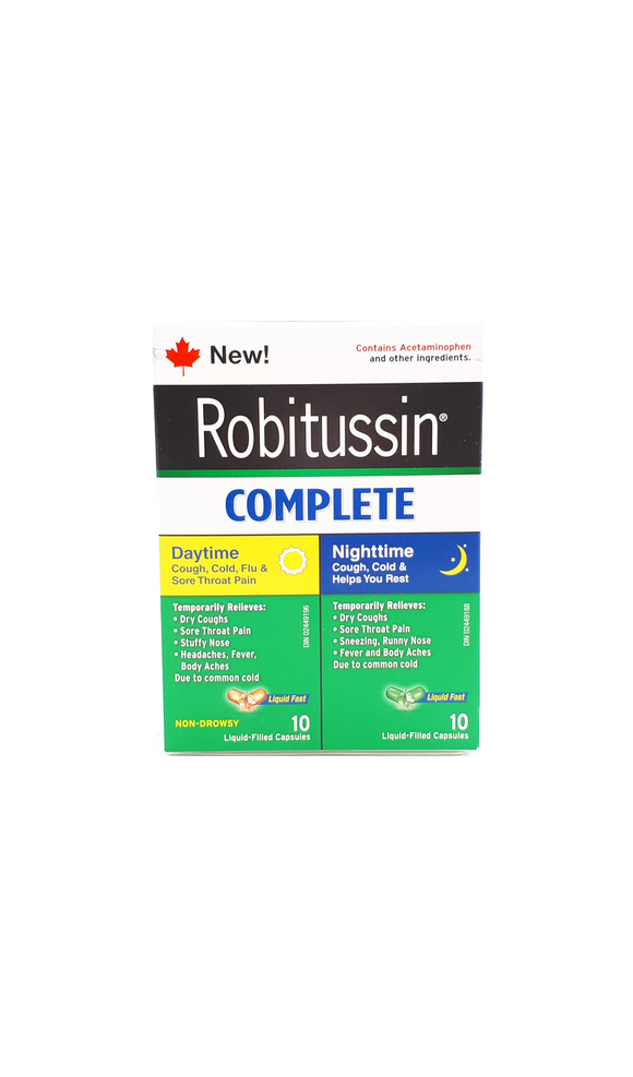 Robitussin Complete Day & Night, 20 capsules - Green Valley Pharmacy Ottawa Canada