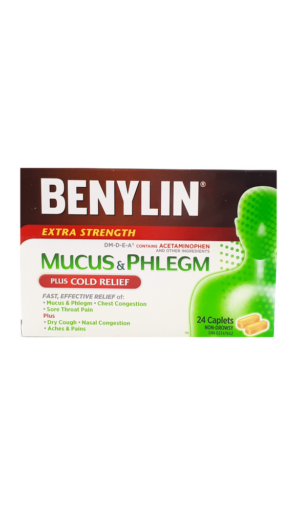 Benyline Mucus & Phlegm, 24 caplets - Green Valley Pharmacy Ottawa Canada