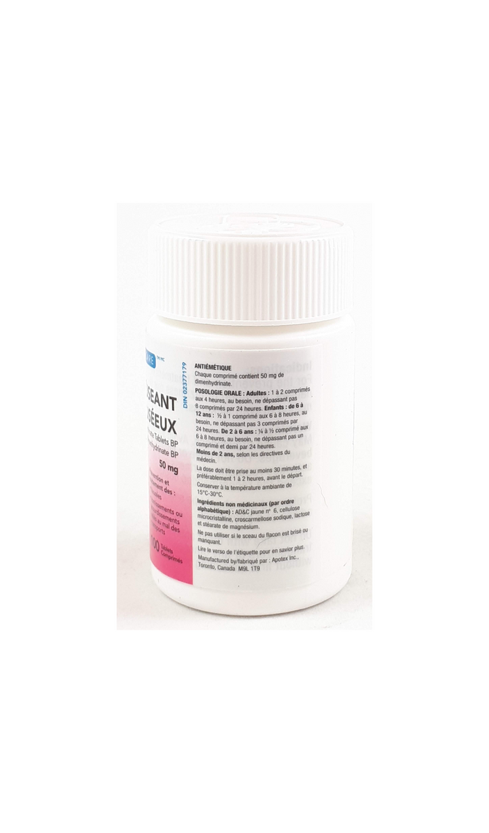 Anti-Nauseant, Dimenhydrinate 50mg, 100 tablets – Green Valley Pharmacy