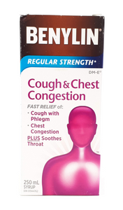 Benylin Regular, Cough & Chest Congestion, 250 mL - Green Valley Pharmacy Ottawa Canada