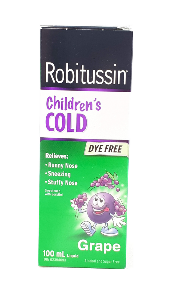Robitussin Children's Cold, Grape Flavor, 100 mL - Green Valley Pharmacy Ottawa Canada