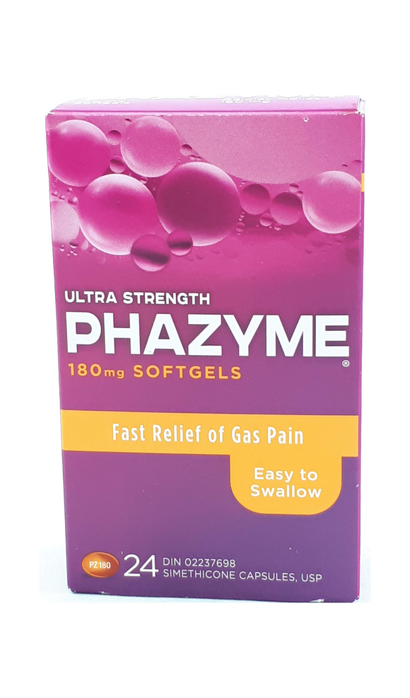 Phazyme, 180mg, 24 gel caps - Green Valley Pharmacy Ottawa Canada