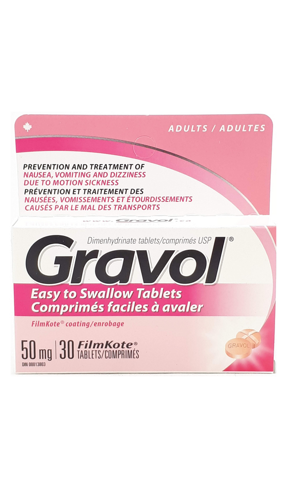 Gravol, 50 mg, 30 tablets - Green Valley Pharmacy Ottawa Canada