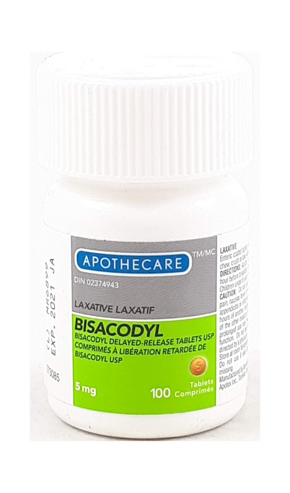 Bisacodyl, 5mg, 100 tablets - Green Valley Pharmacy Ottawa Canada