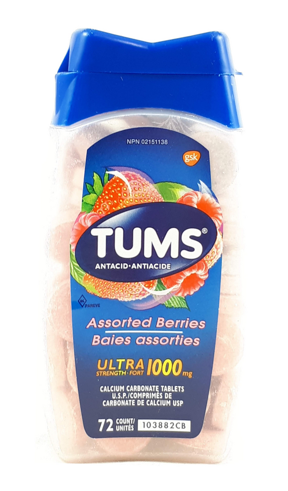 Tums Ultra, Assorted Berry, 72 tablets - Green Valley Pharmacy Ottawa Canada