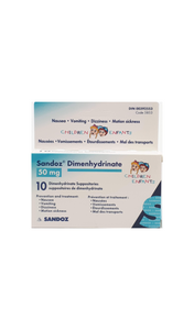 Dimenhydrinate, 50mg, 10 suppositories - Green Valley Pharmacy Ottawa Canada
