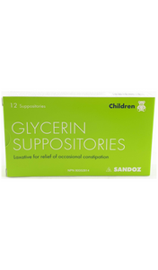 Glycerin Suppositories, 12 suppositories - Green Valley Pharmacy Ottawa Canada