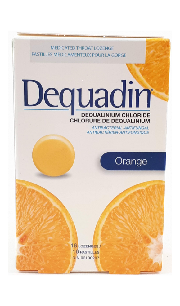 Dequadin, Orange Flavor, 16 Lozenges - Green Valley Pharmacy Ottawa Canada