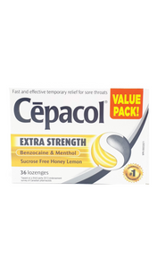 Cepacol Extra Strength, Sugar Free Honey Lemon, 36 Lozenges - Green Valley Pharmacy Ottawa Canada