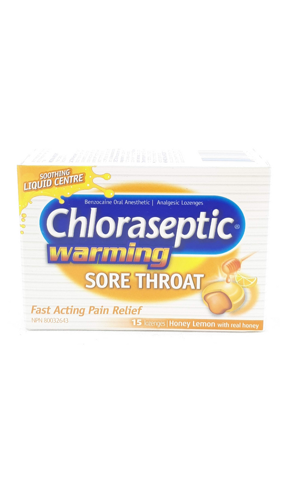 Chloraseptic Warming Honey Lemon, 15 Lozenges - Green Valley Pharmacy Ottawa Canada
