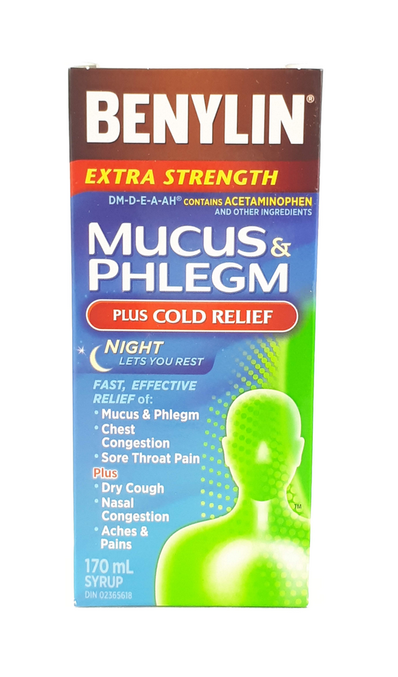 Benylin Extra-Strength, Mucus & Phlegm Plus Cold Relief, 170 mL - Green Valley Pharmacy Ottawa Canada