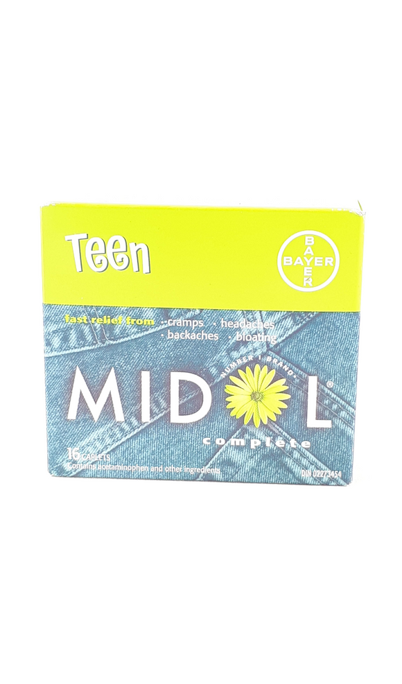 Midol Complete, Teen, 16 Caplets - Green Valley Pharmacy Ottawa Canada