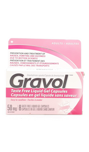 Gravol 50mg, Softgel, 8 Capsules - Green Valley Pharmacy Ottawa Canada