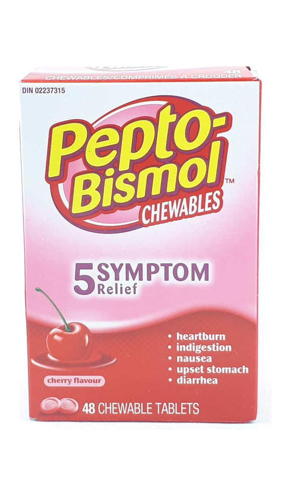 Pepto-Bismol Cherry Flavor, 48 Chewtabs - Green Valley Pharmacy Ottawa Canada