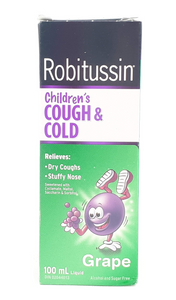 Robitussin Childrens Cough & Cold, Grape Flavor, 100 mL - Green Valley Pharmacy Ottawa Canada