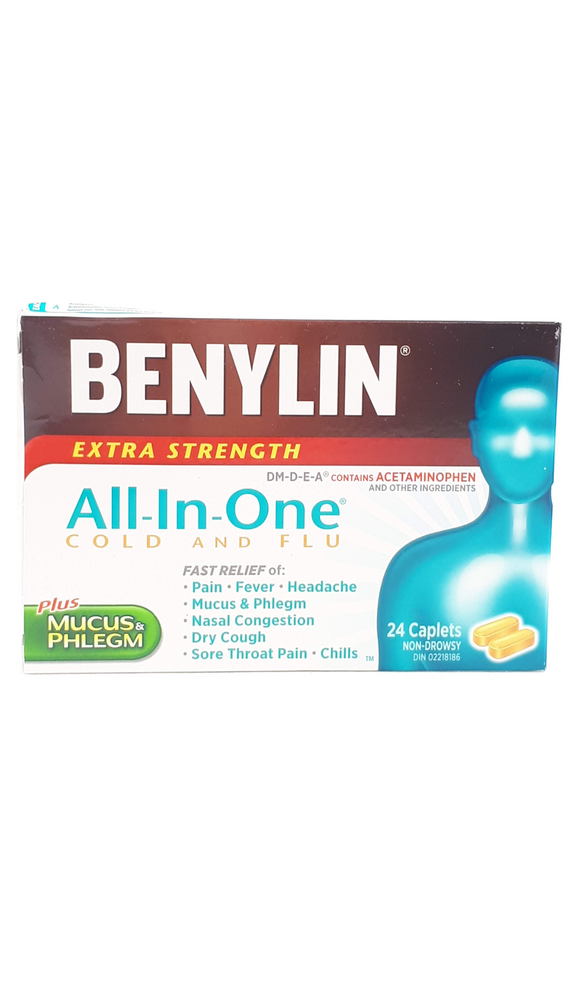 Benylin XS All In One,  24 Caplets - Green Valley Pharmacy Ottawa Canada