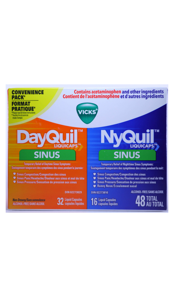 Vicks Dayquil/NyQuil Sinus, 48 Capsules - Green Valley Pharmacy Ottawa Canada