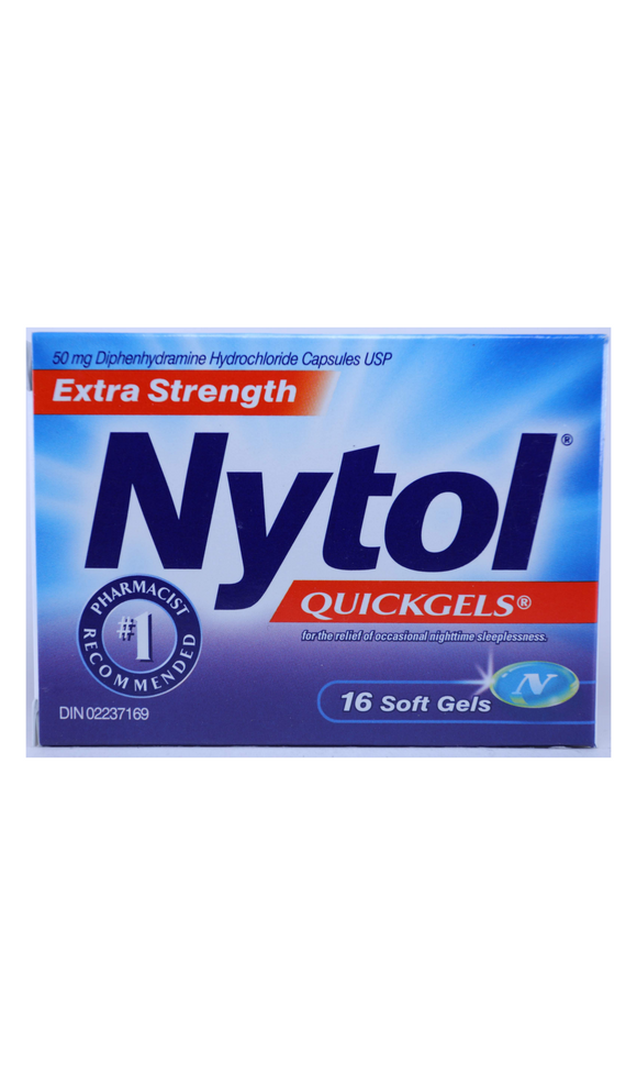 Nytol Quick Dissolve, 50mg, 16 Soft Gels - Green Valley Pharmacy Ottawa Canada