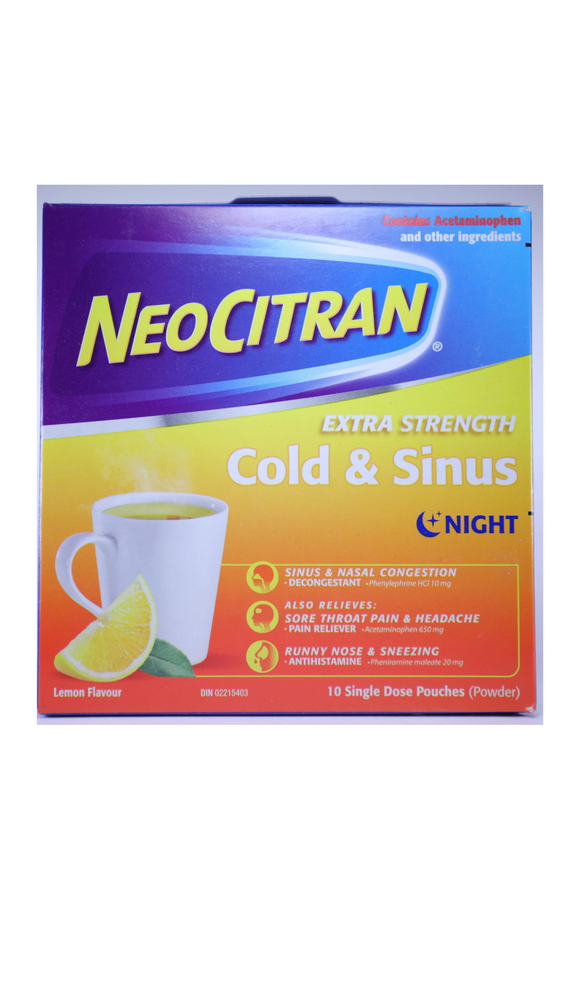 NeoCitran Cold & Sinus, 10 doses - Green Valley Pharmacy Ottawa Canada