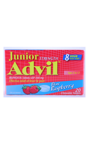 Advil Junior, Raspberry Flavor, 20 Chewable Tablets - Green Valley Pharmacy Ottawa Canada