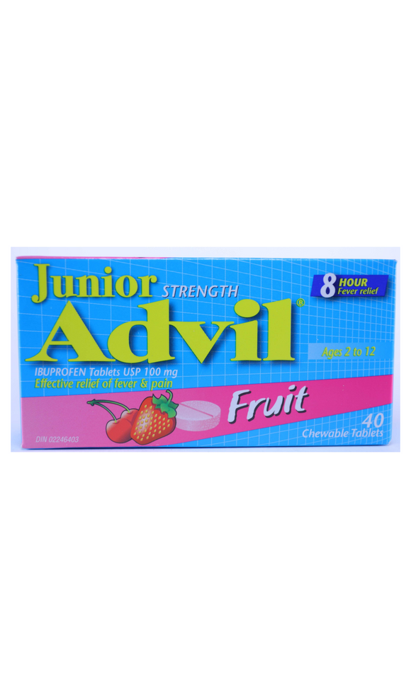 Advil Junior Strength, Fruit Flavor, 40 Tablets - Green Valley Pharmacy Ottawa Canada