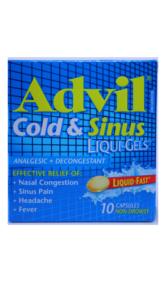 Advil Cold & Sinus, 10 Capsules - Green Valley Pharmacy Ottawa Canada