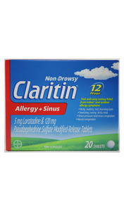 Claritin Allergy & Sinus, 20 Tablets - Green Valley Pharmacy Ottawa Canada