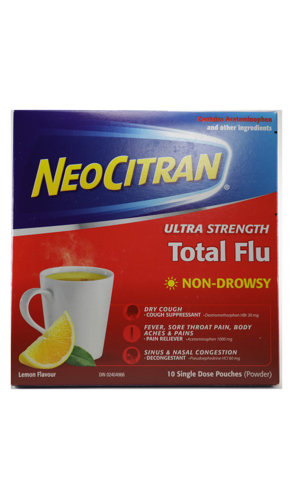 NeoCitran Total Flu, 10 Pouches - Green Valley Pharmacy Ottawa Canada