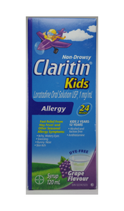 Claritin, Kids, Grape Flavor, 120 mL - Green Valley Pharmacy Ottawa Canada